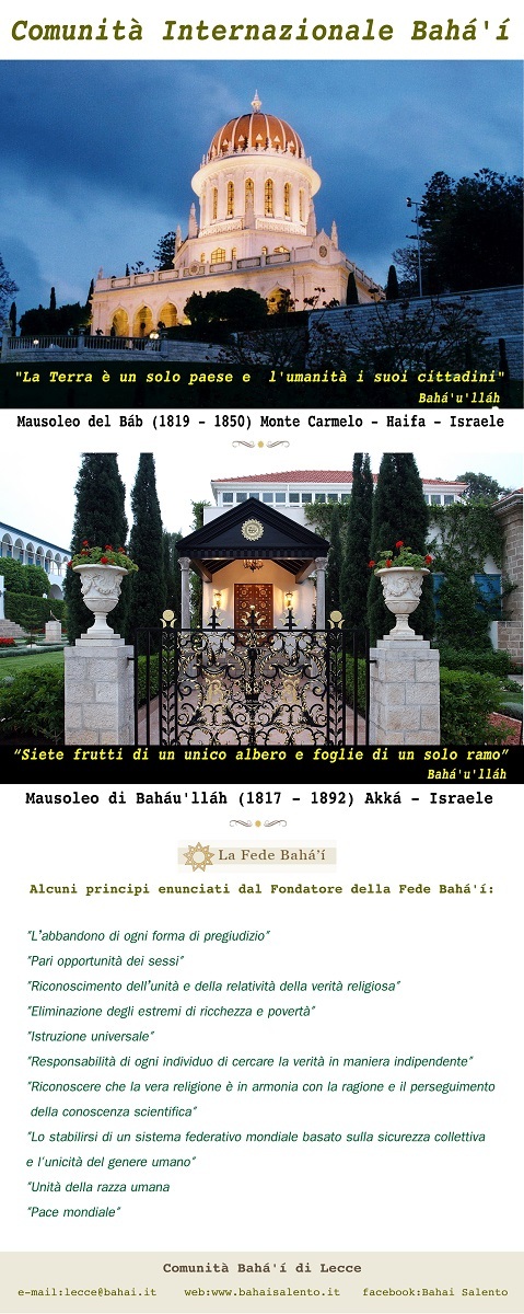 Comunità Internazionale Bahá'í informazioni bahai salento informazioni e contatti